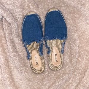 JustFab Denim Espadrille Mules
